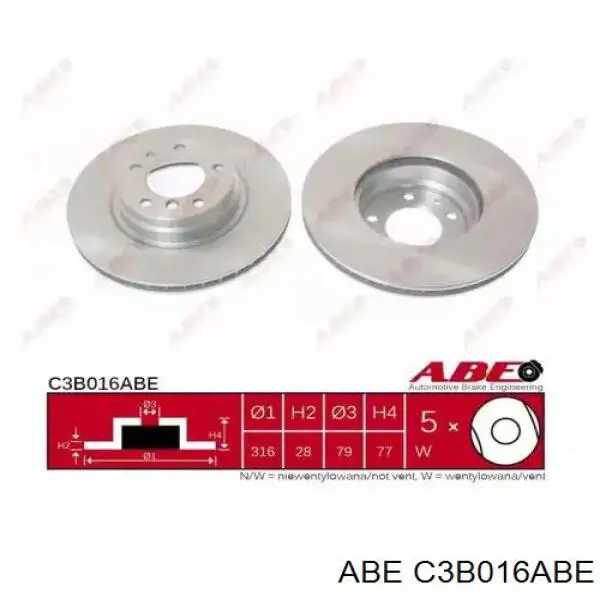 C3B016ABE ABE диск тормозной передний