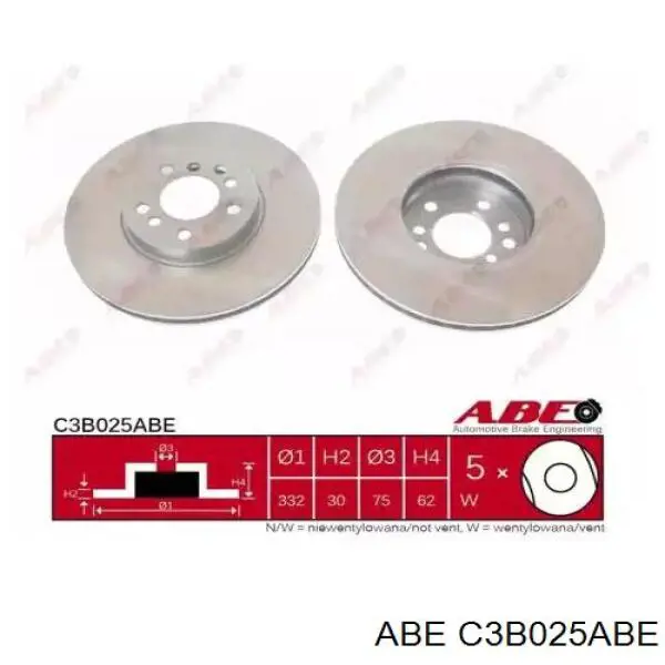 C3B025ABE ABE диск тормозной передний