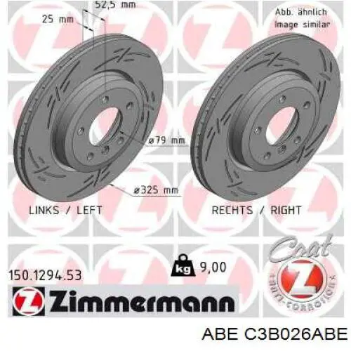C3B026ABE ABE Диск тормозной передний