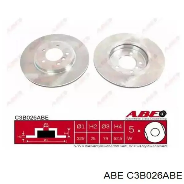 C3B026ABE ABE диск тормозной передний