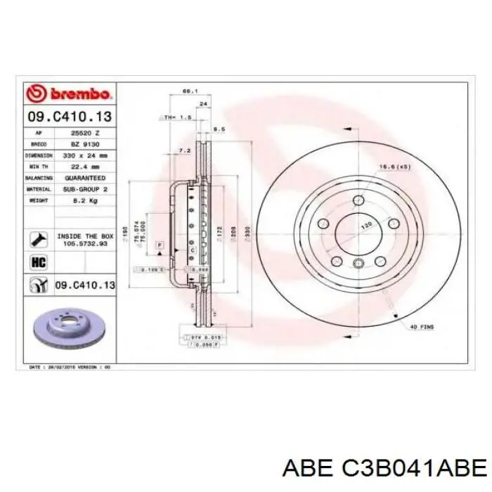 Купить C3B041ABE ABE Ротор тормозной