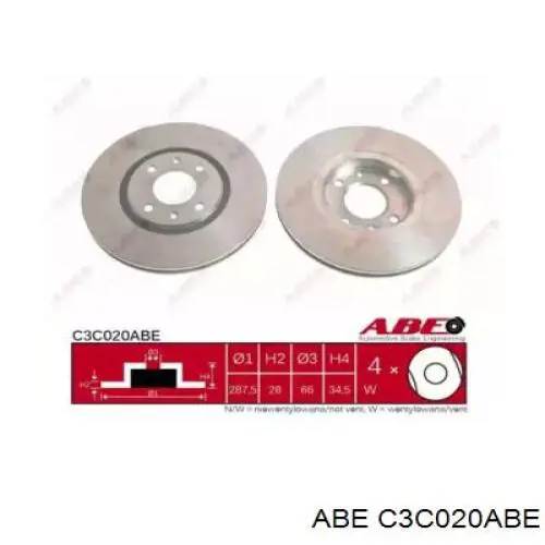 C3C020ABE ABE диск тормозной передний