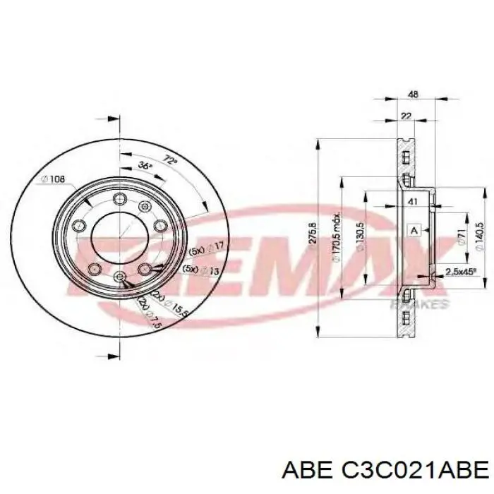 C3C021ABE ABE Диск тормозной передний