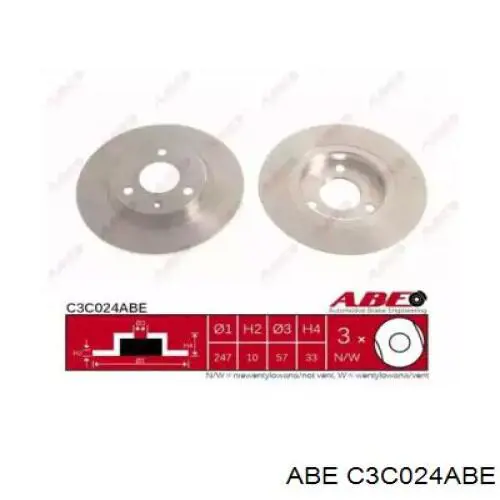 C3C024ABE ABE диск тормозной передний