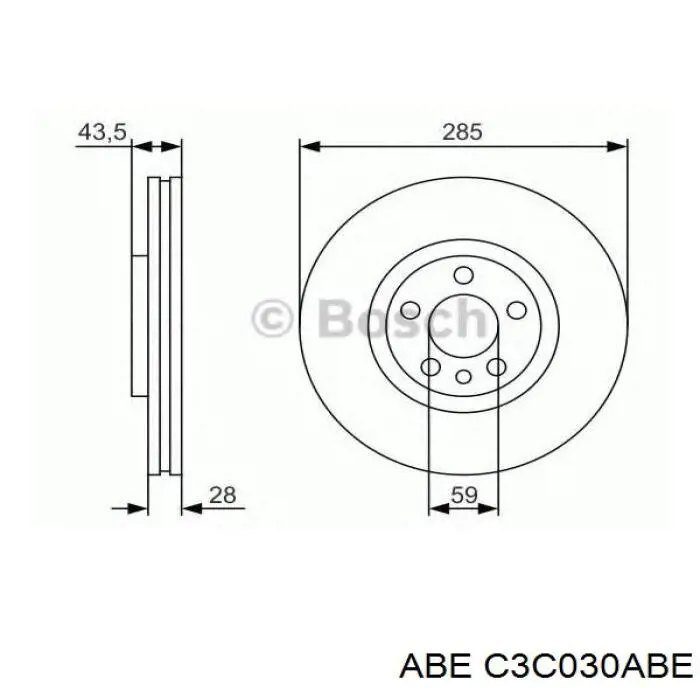 C3C030ABE ABE Диск тормозной передний