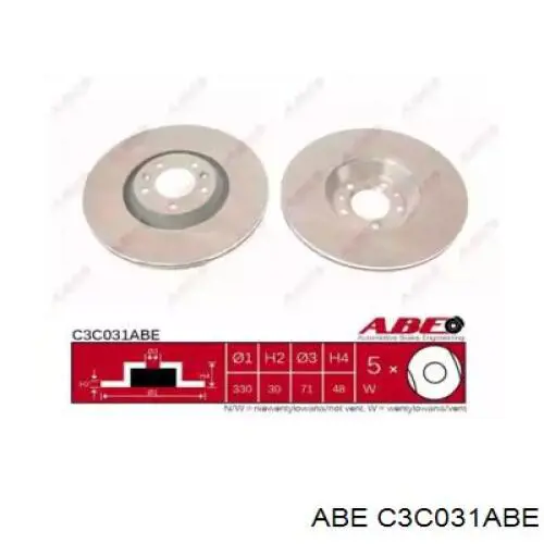 C3C031ABE ABE диск тормозной передний