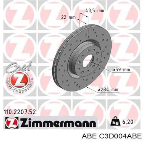 C3D004ABE ABE Диск тормозной передний