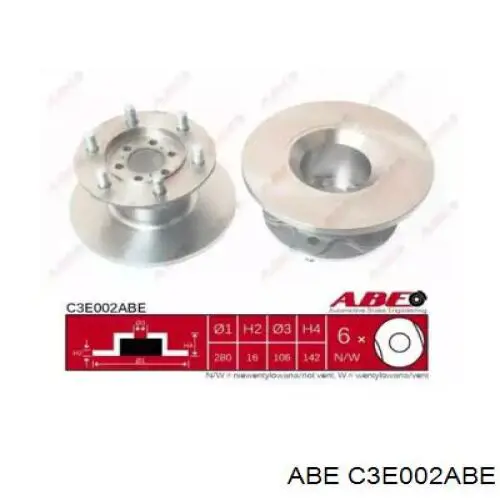 C3E002ABE ABE диск тормозной передний
