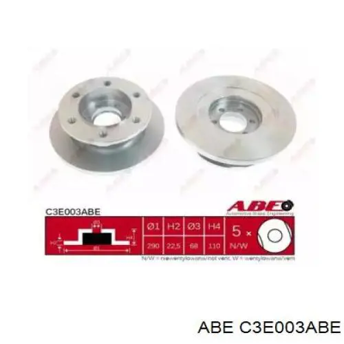 C3E003ABE ABE Диск тормозной передний