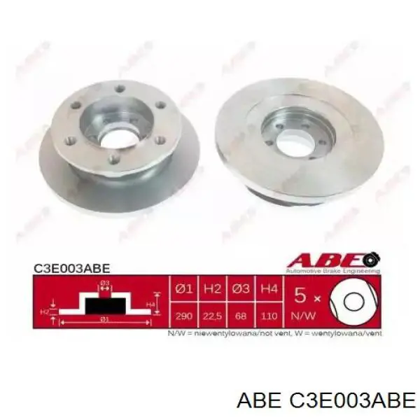 C3E003ABE ABE диск тормозной передний
