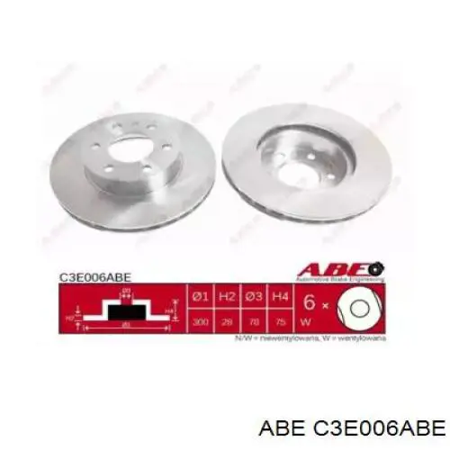 C3E006ABE ABE диск тормозной передний