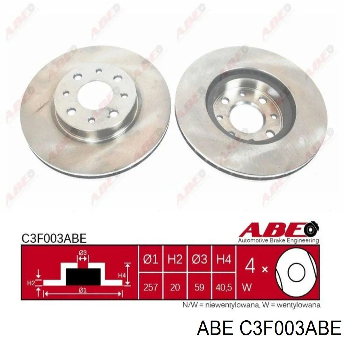 Диск гальмівний передній C3F003ABE ABE