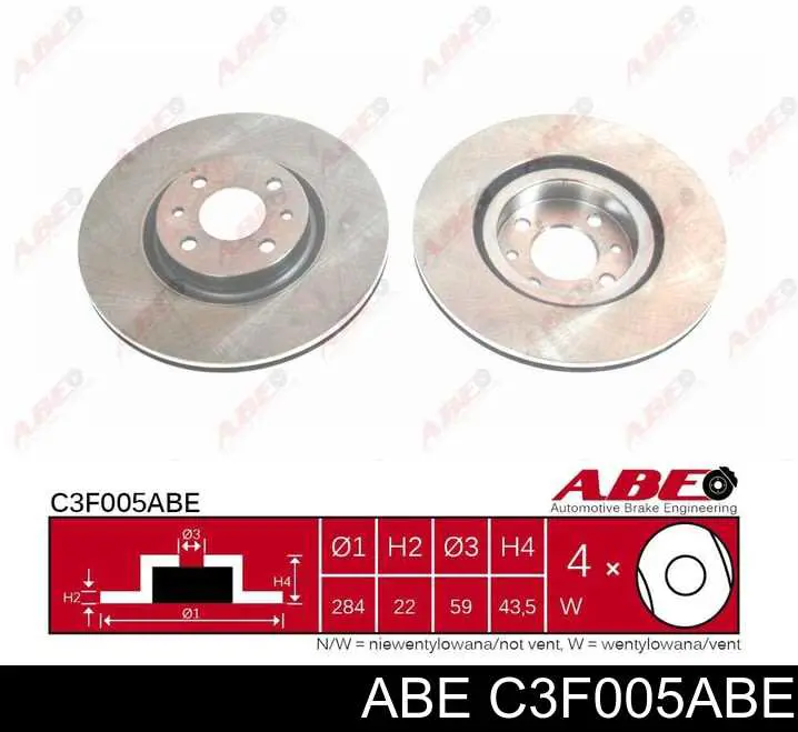 Тормоз дисковый передний ABE C3F005ABE цена, от 32.74 USD