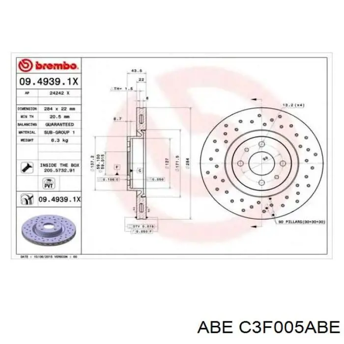 Передний тормозной диск ABE C3F005ABE