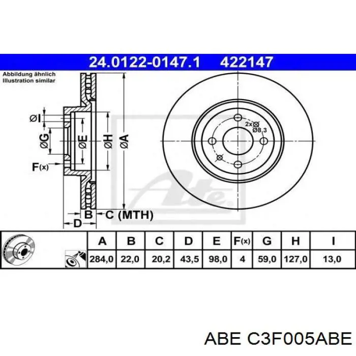 C3F005ABE ABE Диск тормозной передний