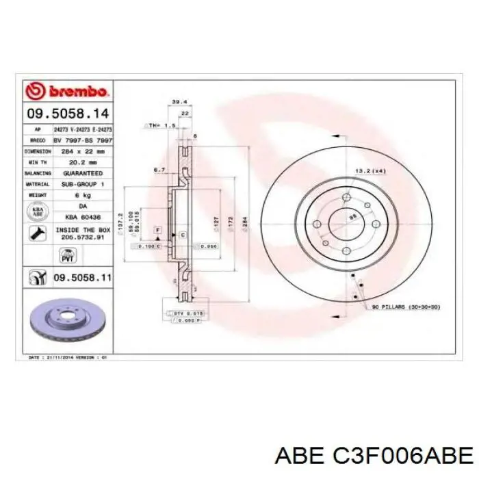 Передние тормозные диски C3F006ABE ABE