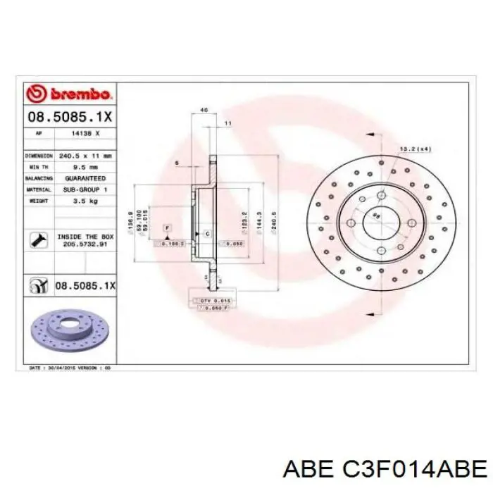 Тормозные диски C3F014ABE ABE