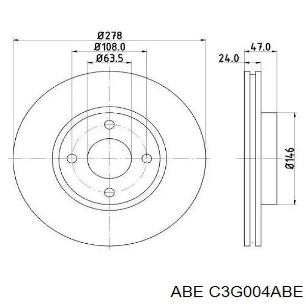 Передний тормозной диск ABE C3G004ABE
