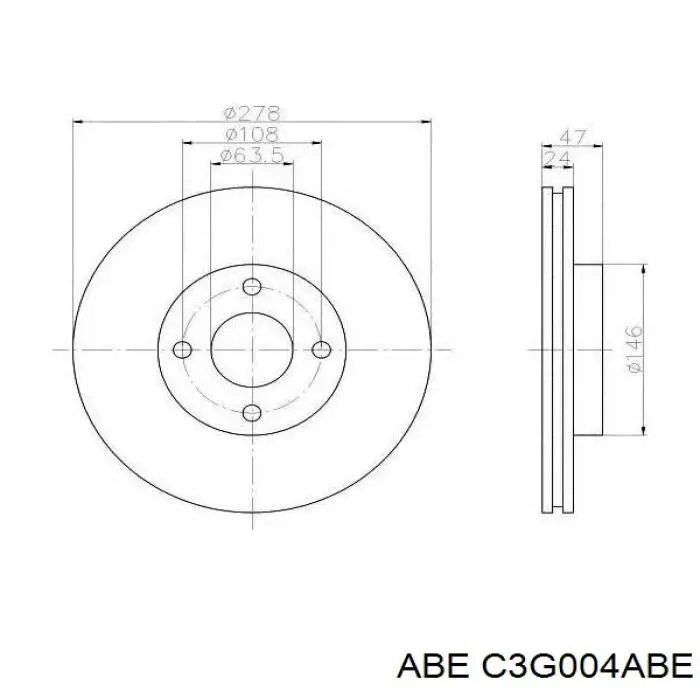 C3G004ABE ABE Диск тормозной передний