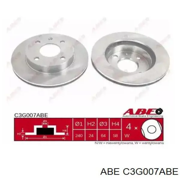 C3G007ABE ABE диск тормозной передний