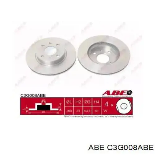 C3G008ABE ABE диск тормозной передний