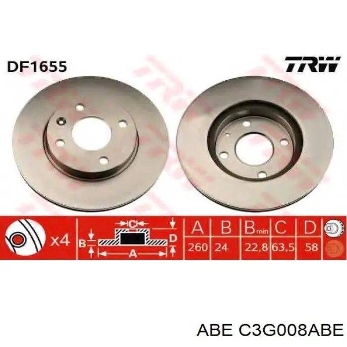 Купить C3G008ABE ABE Ротор тормозной