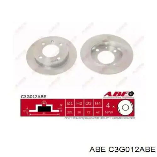 C3G012ABE ABE диск тормозной передний