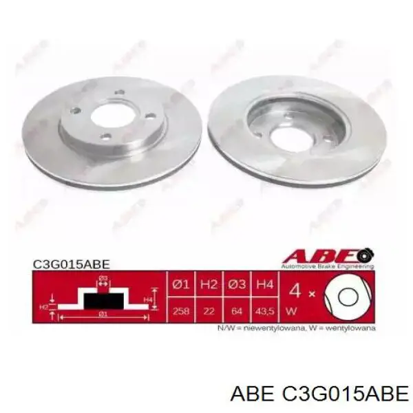 C3G015ABE ABE диск тормозной передний