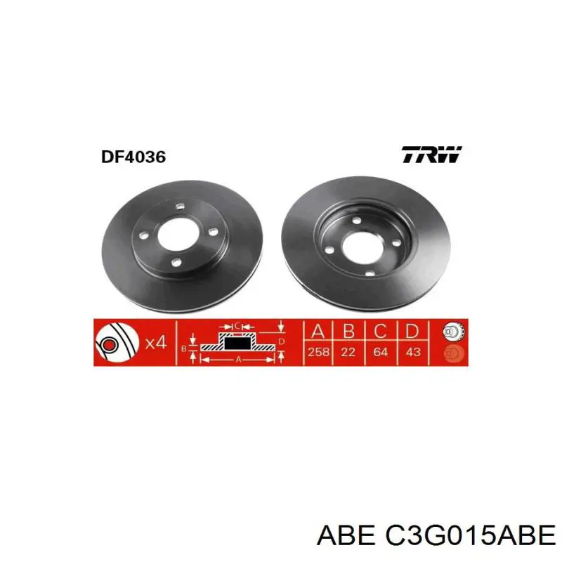 Передний тормозной диск ABE C3G015ABE