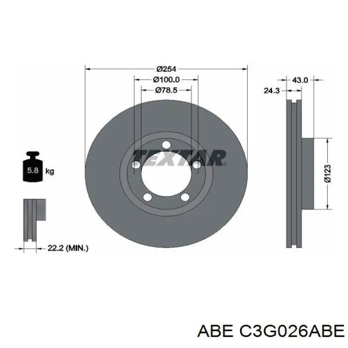 Freno de disco delantero C3G026ABE ABE