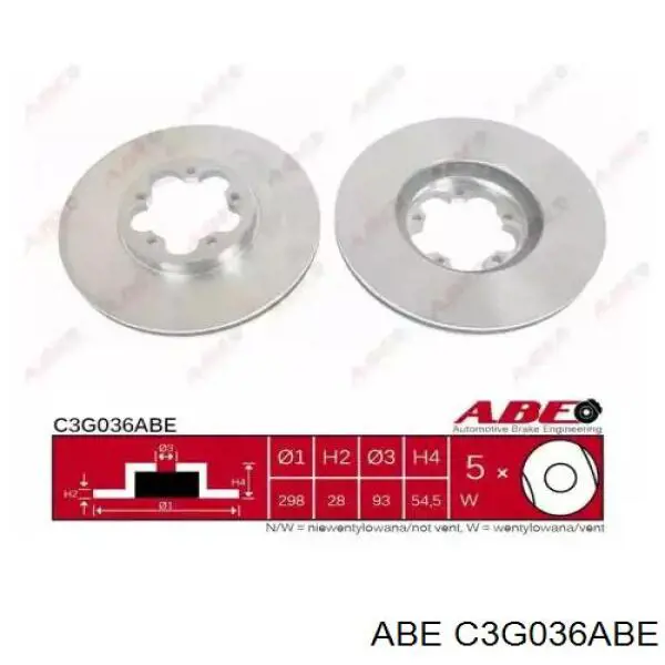 C3G036ABE ABE диск тормозной передний