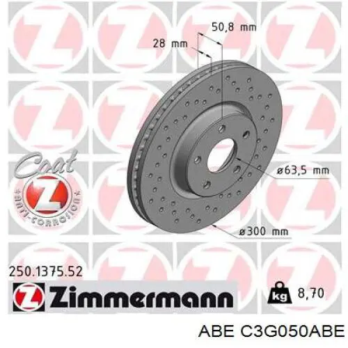 C3G050ABE ABE disco do freio dianteiro