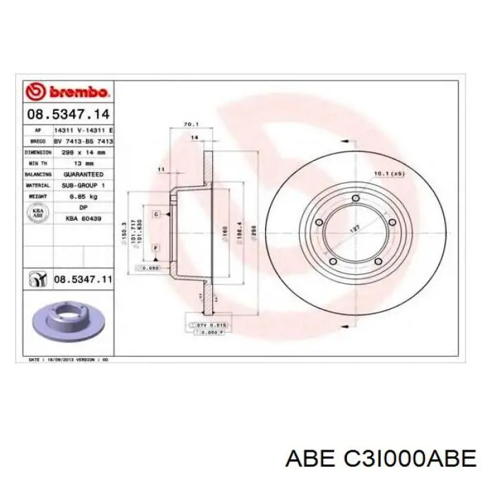 C3I000ABE ABE Диск тормозной передний