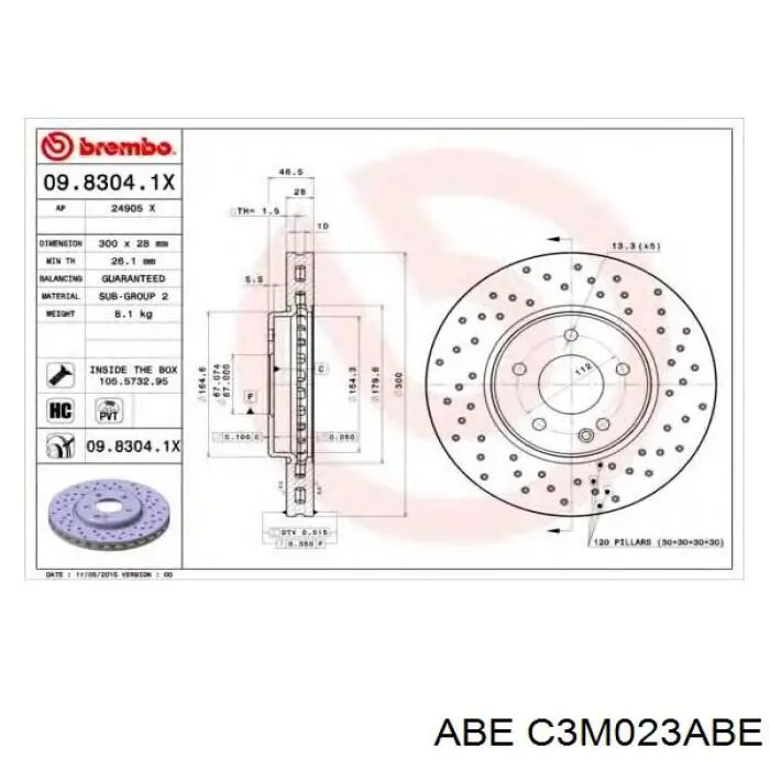 C3M023ABE ABE Диск тормозной передний