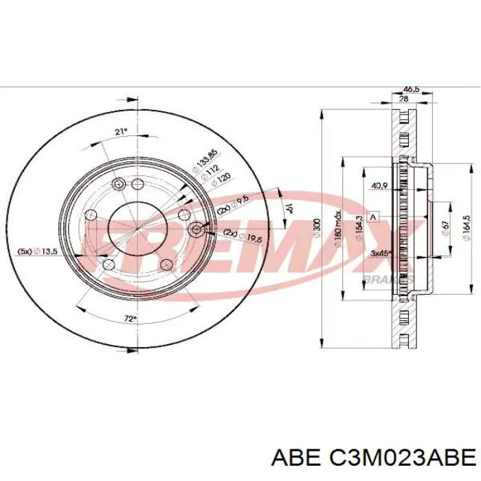 Передний тормозной диск ABE C3M023ABE