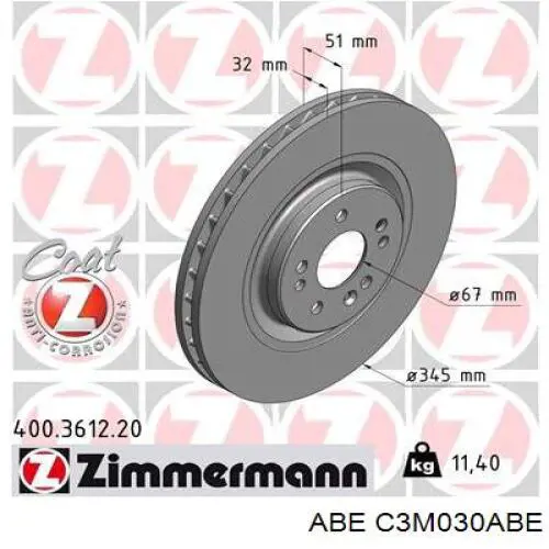 Передние тормозные диски C3M030ABE ABE