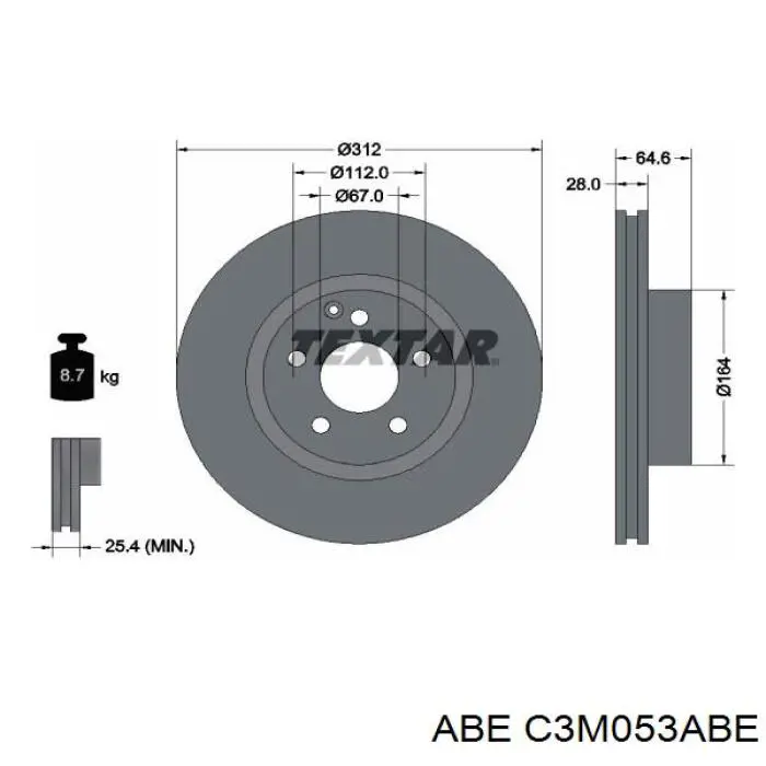 C3M053ABE ABE диск тормозной передний