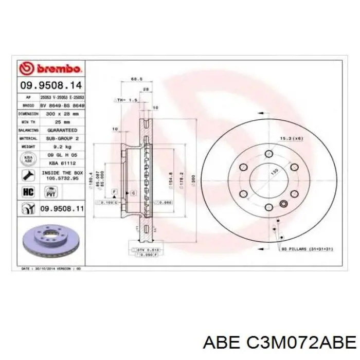 Купить C3M072ABE ABE Ротор тормозной