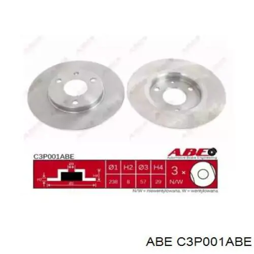 C3P001ABE ABE диск тормозной передний