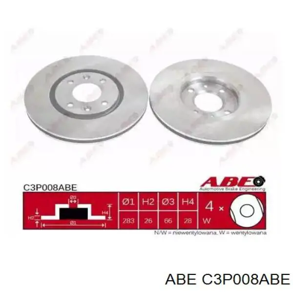 Тормоз дисковый передний ABE C3P008ABE цена, от 31.48 USD