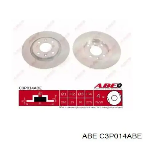 C3P014ABE ABE Диск тормозной передний