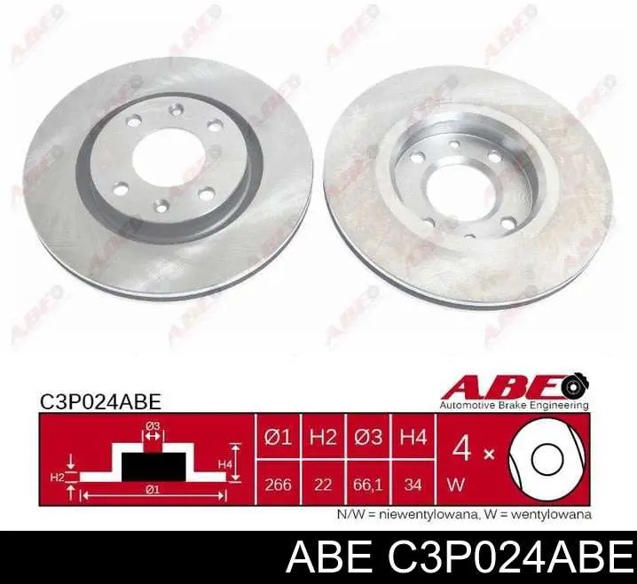 C3P024ABE ABE диск тормозной передний