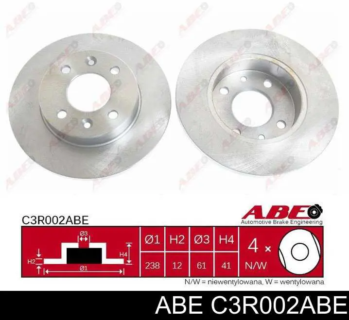 Передние тормозные диски C3R002ABE ABE