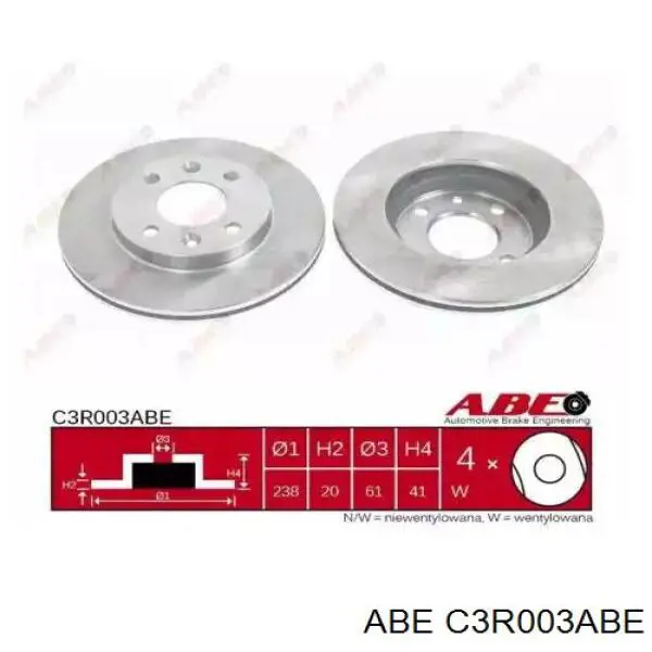 C3R003ABE ABE диск тормозной передний