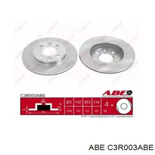 Диск гальмівний передній C3R003ABE ABE