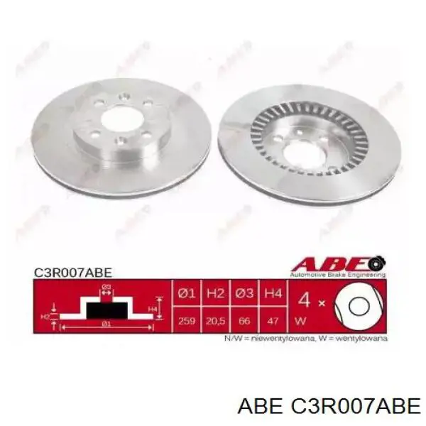 C3R007ABE ABE диск тормозной передний