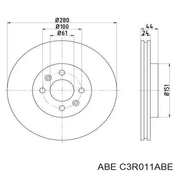 Тормоз дисковый передний ABE C3R011ABE цена, от 32.50 USD