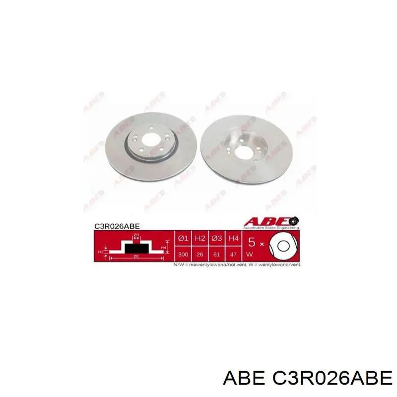 Передний тормозной диск ABE C3R026ABE