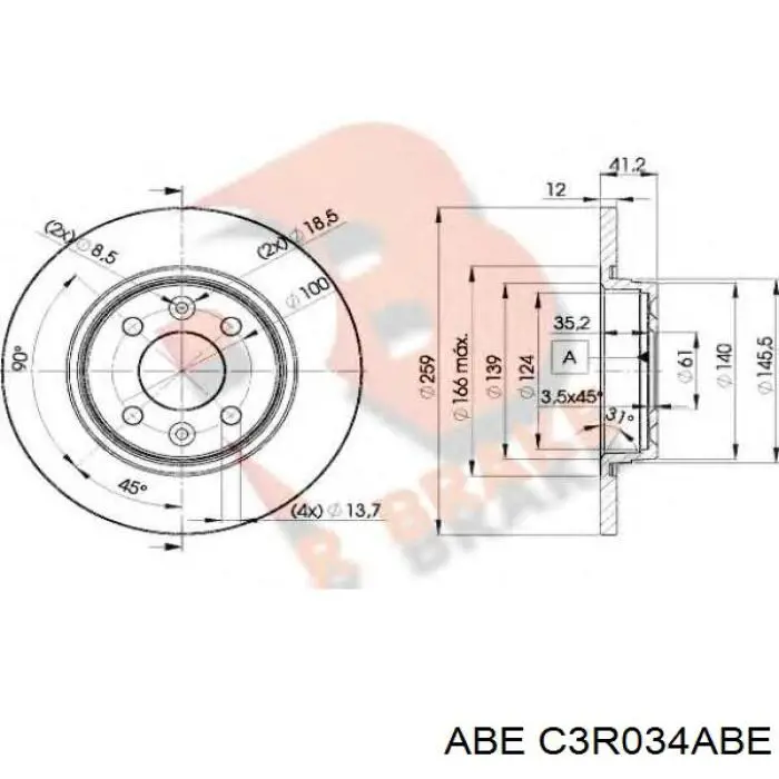 Тормоз дисковый передний ABE C3R034ABE цена, от 19.51 USD