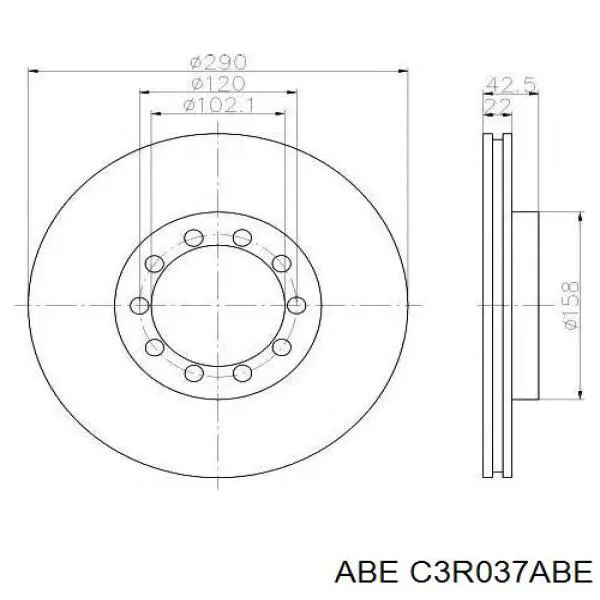 Передний тормозной диск ABE C3R037ABE